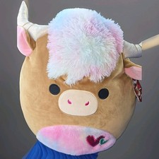 Squishmallows 16" CANDELA The Highland Cow Valentine's Day Hearts Brown NEW, NWT
