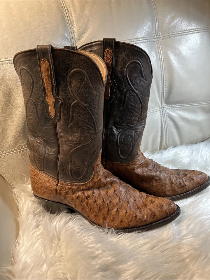 Black Jack  Mens Boots Sz 13 EE Ostrich Burnished Cigar Free Ship! Ret$995. - Image 2 of 4