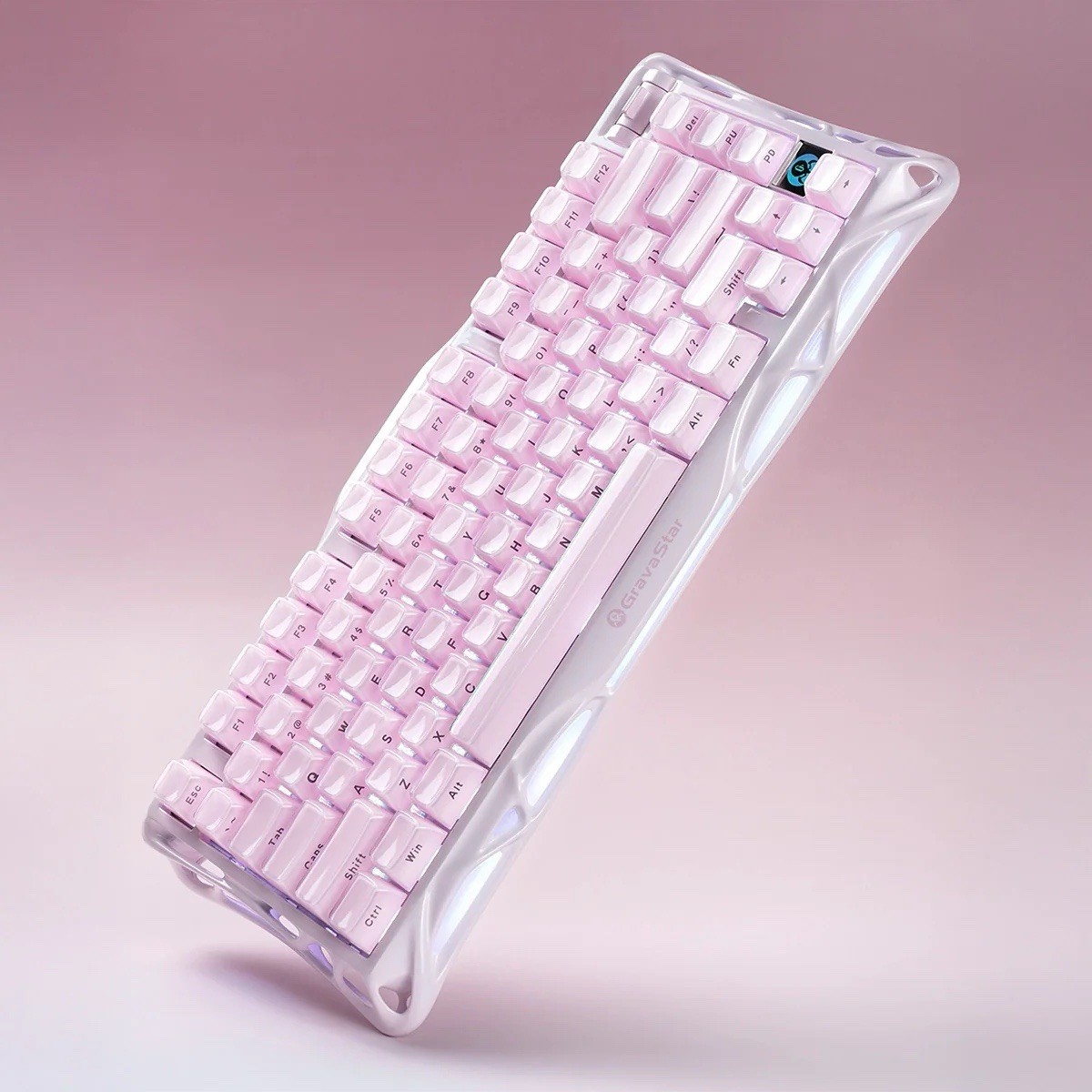 Gravastar Mercury K1 Special Edition Sakura Pink Gaming Keyboard, Aluminum Alloy