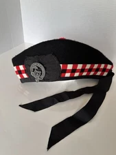 Vintage Scottish Glengarry Bonnet 7 1/2 Diced Band Clan McDonald Badge Pipe Band
