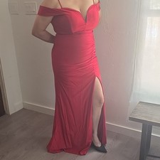Windsor Red XL Off Shoulder Maxi Dress Ruched Slit V-Neck Sleeveless