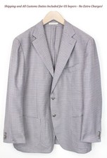 SUITSUPPLY Havana Men's Blazer UK46S Purple Patterned Wool Silk Linen Slim Fit -