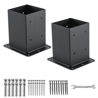 Durable 4x4 Post Base - 2 Pack, Black Powder Coated Steel for Strong Support