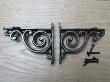 PAIR of SWIRL Cast iron Rustic vintage retro scaffold shelf brackets decorative
