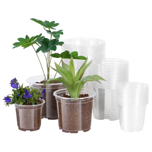 30 Pack 6/5/4Inch Clear Nursery Pots with Drainage Holes, Clear Plant Pot for...
