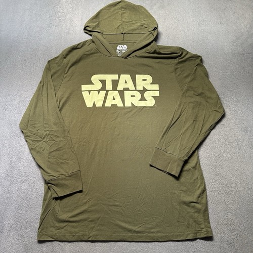 Star Wars Mens 2X Hoodie T Shirt Green Return Of The Jedi Graphic Logo EUC