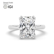 Radiant Solitaire Labgrown Diamond Engagement Ring 18k White Gold 3 Ct