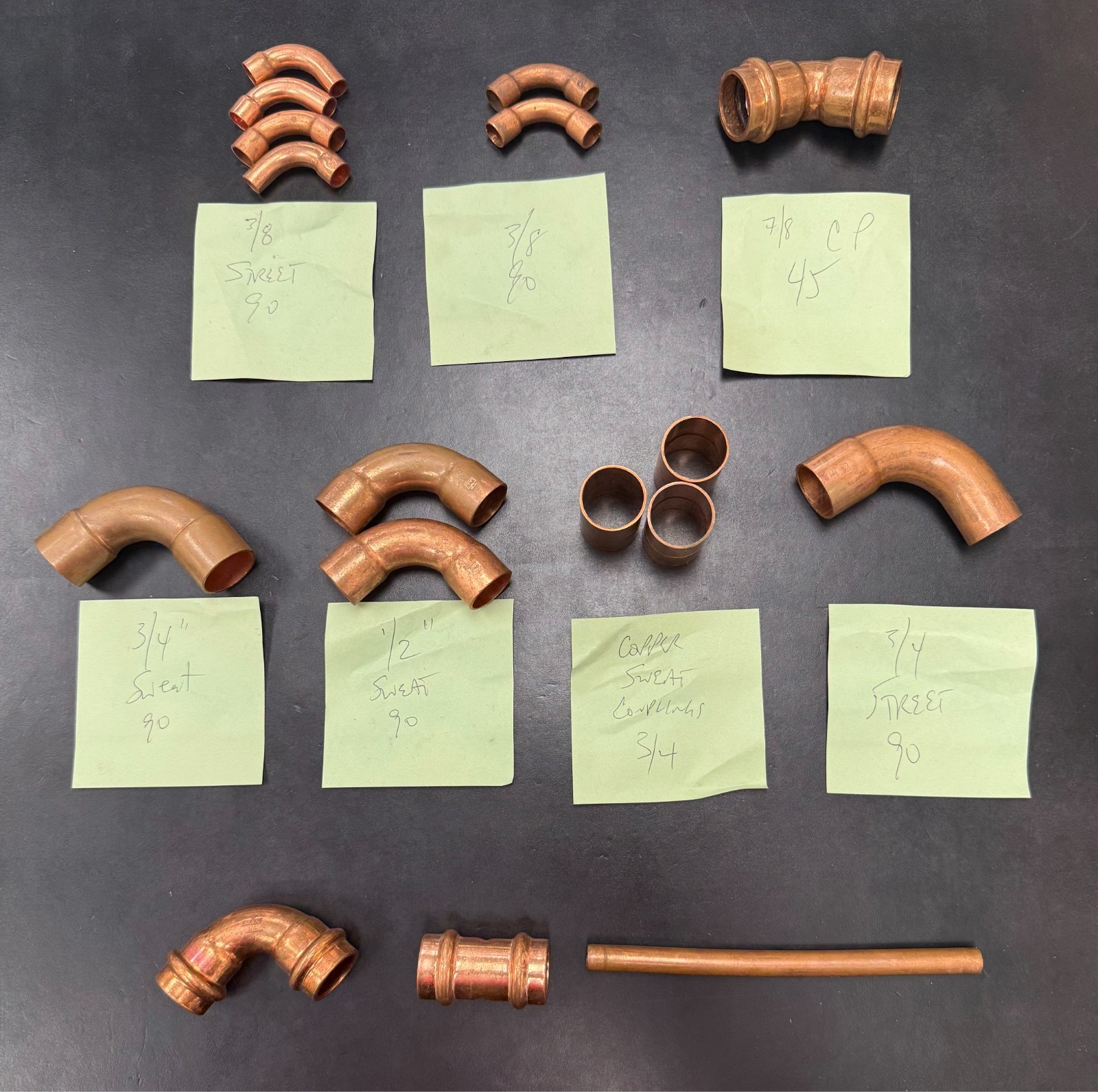 Random Lot of Copper Fittings - 17 Total Pieces - Unused - Copper Fittings
