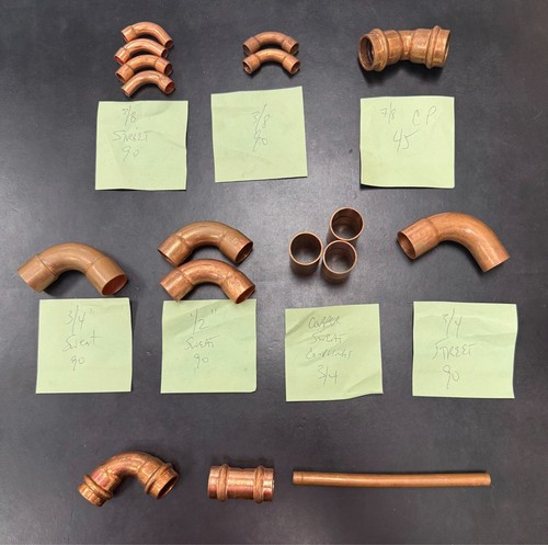 Random Lot of Copper Fittings - 17 Total Pieces - Unused - Copper Fittings
