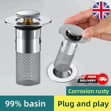 Bathroom Sink Plug Stopper Pop Up Sink Drain Strainer with Filter Basket