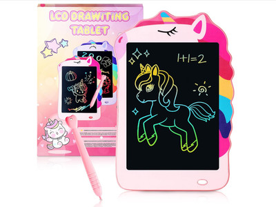Unicorn LCD Writing Tablet 8.5'' Pink Drawing Pad for Girls Kids Gift Toy