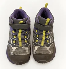 Merrell Kids Hiking Boots Trail Shoes Purple Gray Yellow M Select Grip Size 3.5