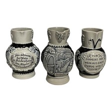 X3 Vintage West Germany Stoneware Salt Glaze Wine Pitcher Jugs 