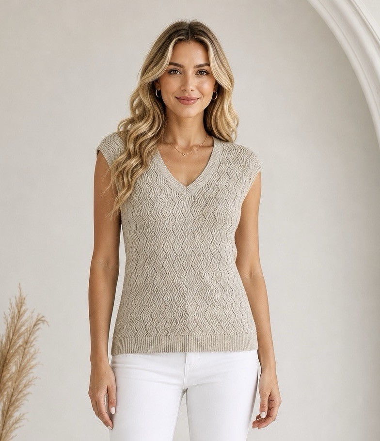 White House Black Market Womens Open Knit Sleeveless Sweater Top Size Small
