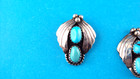 VINTAGE NATIVE AMERICAN STERLING SILVER TURQUOISE STUD EARRINGS — photo 2