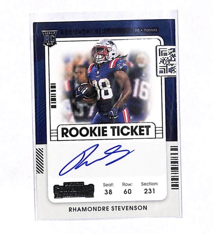 2021 Panini Contenders Rhamondre Stevenson Auto Variation Rookie Card Patriots 2