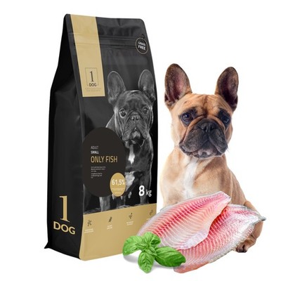 Hundefutter Getreidefrei Trockenfutter Hund 8kg für kleine Rassen mit Fisch 1DOG