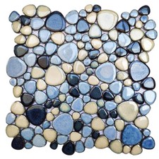 Shower Floor Pebble Tile Blue Mosaic Tiles for Bathroom Wall Backsplash Floor...