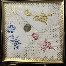 Unused In Box Set Of 3 Botanical Floral Handkerchiefs Switzerland Cottagecore