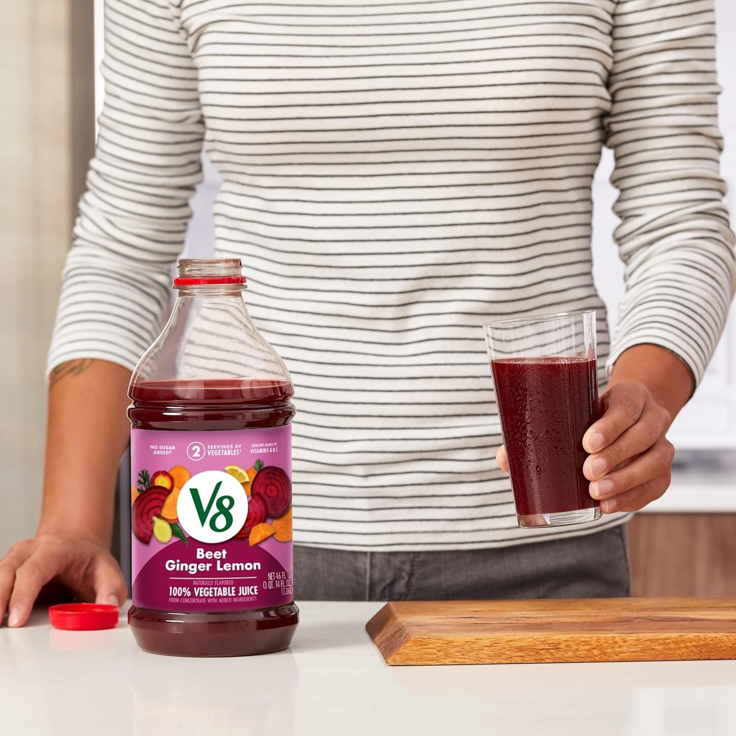 V8 Beet Ginger Lemon 100% Vegetable Juice, 46 fl oz Bottle