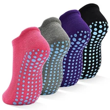 Non Slip Socks for Women, 4 Pairs Yoga Pilates Anti Skid Socks Gripper Socks