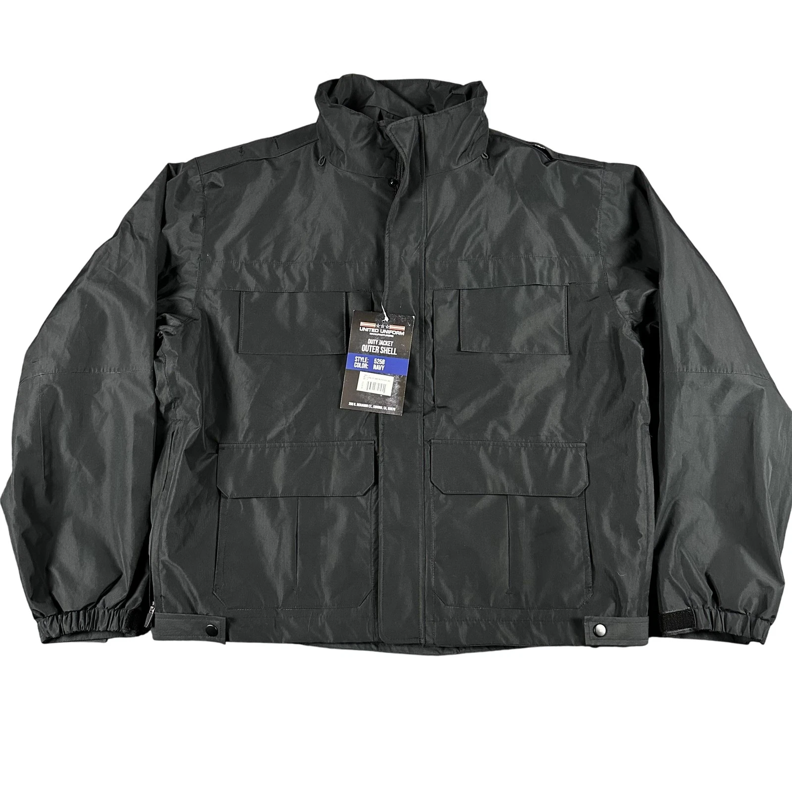 United Uniform Duty Jacket Mens Black Waterproof Windproof Workwear Zip Up 5258