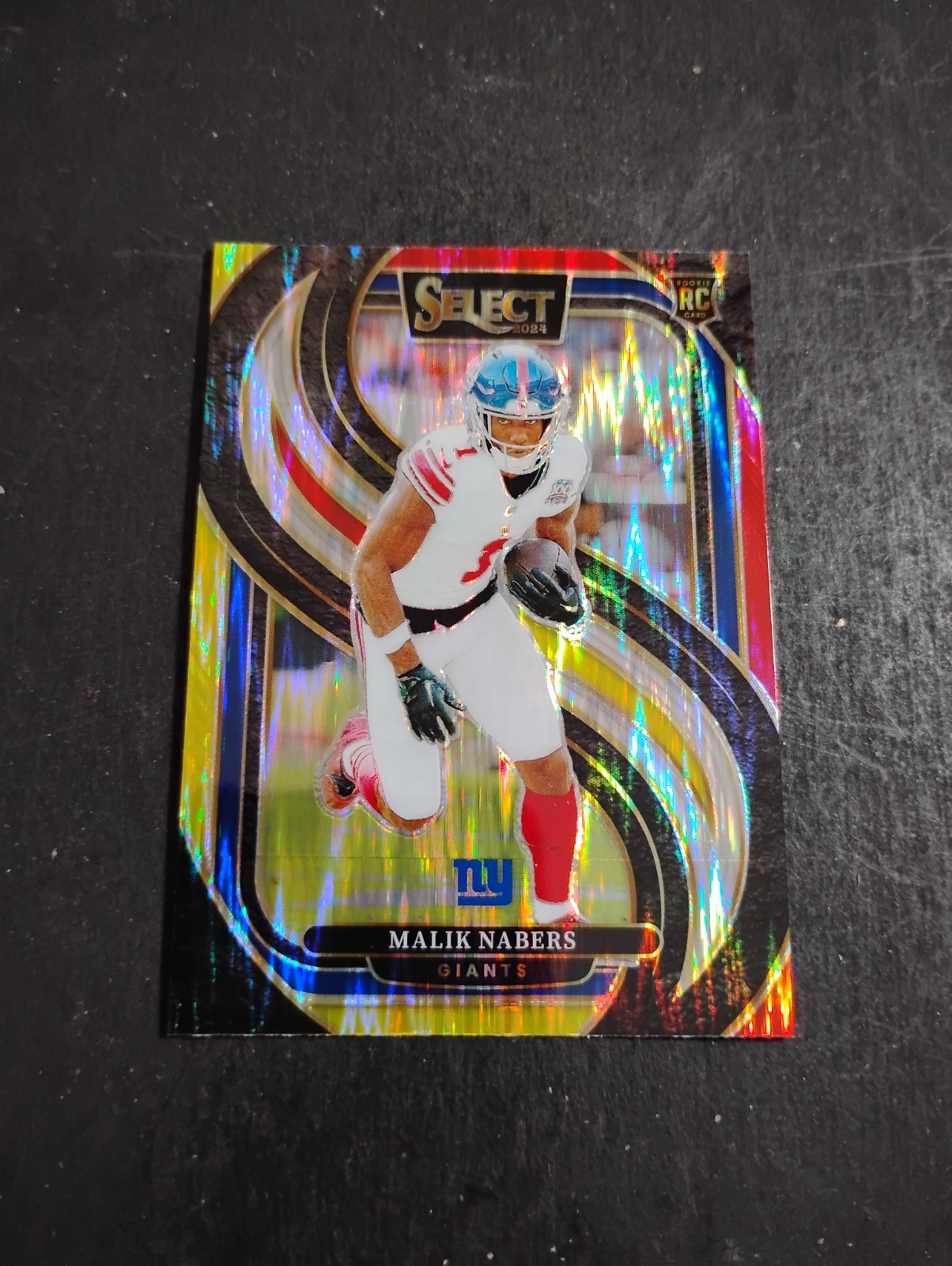 2024 Panini Select Football #116 Malik Nabers - Red Yellow Shock Rookie Card 