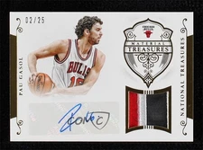 2014-15 National Treasures Material Signatures Prime 2/25 Pau Gasol Auto HOF 6m7