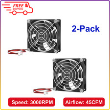 2-Pack 80mm x 25mm DC 12V Fans 2-Pin Brushless Replacement Cooling Fan, 3000 RPM