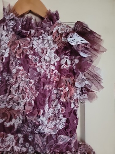 2PC X Mia Joy Joyfolie Anouk Fluffy Lace Tiered Dress Mauve PINK/mix colorful - Picture 8 of 24