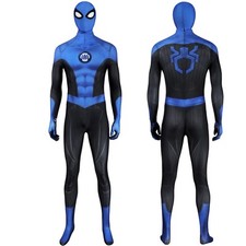 New Spider-Man 2 Blue Suit Superhero Cosplay Printing Jumpsuit Spiderman Costume