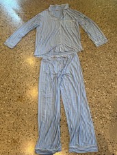 Eberjey Blue with White Stripes Pajama Set Women L