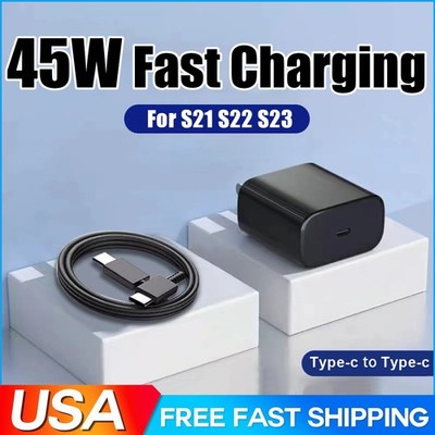45W PD Type USB C Super Fast Wall Charger 6FT Cable For Samsung Galaxy S23 S22