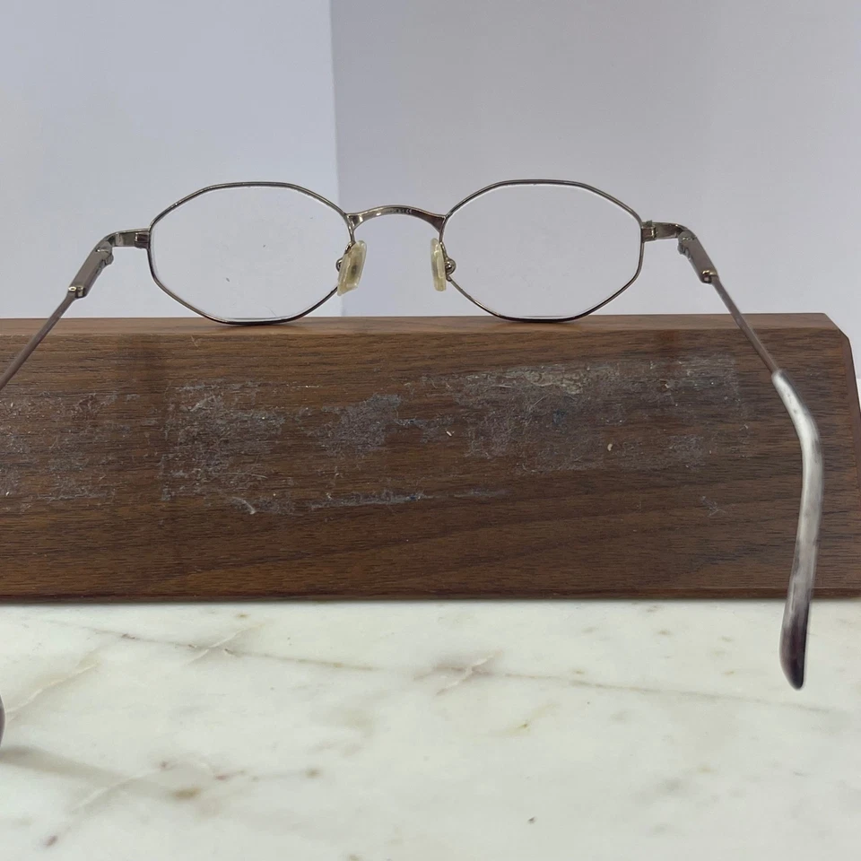 Vintage Safilo Octagon Metal Frame Eyeglasses Clear Lenses Unisex Gold Tone - Image 4 of 4