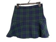 Vineyard Vines Tartan Plaid Flounce Ruffle Skirt Size 0 Green Blue