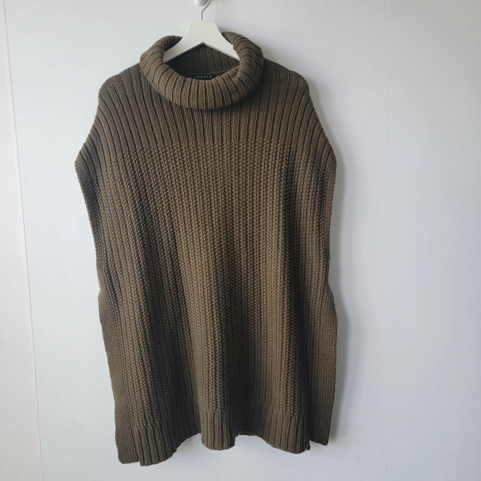 Theory womens Boseley Fine Haven Poncho size p-s Brown wool cashmere Oversized