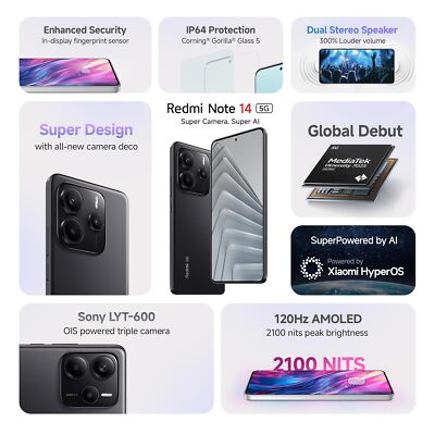 スマートフォン本体 Xiaomi Redmi Note 14 6GB/128GB .Black Amazon.com: Xiaomi Redmi Note 14 4G LTE (for Tmobile Mint