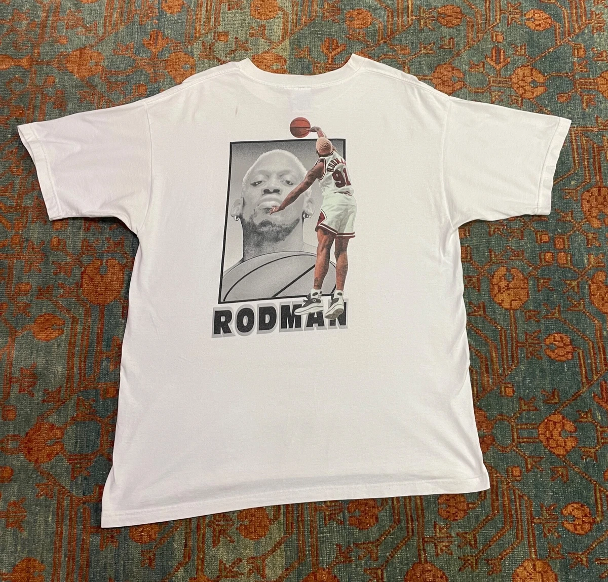 Vintage 90s Dennis Rodman Converse All Star T shirt size XL 100% COTTON