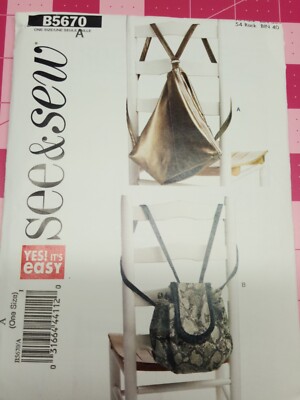 Butterick Pattern B5670 Backpacks Purse Cinch Bag 2 Styles OSZ UNCUT