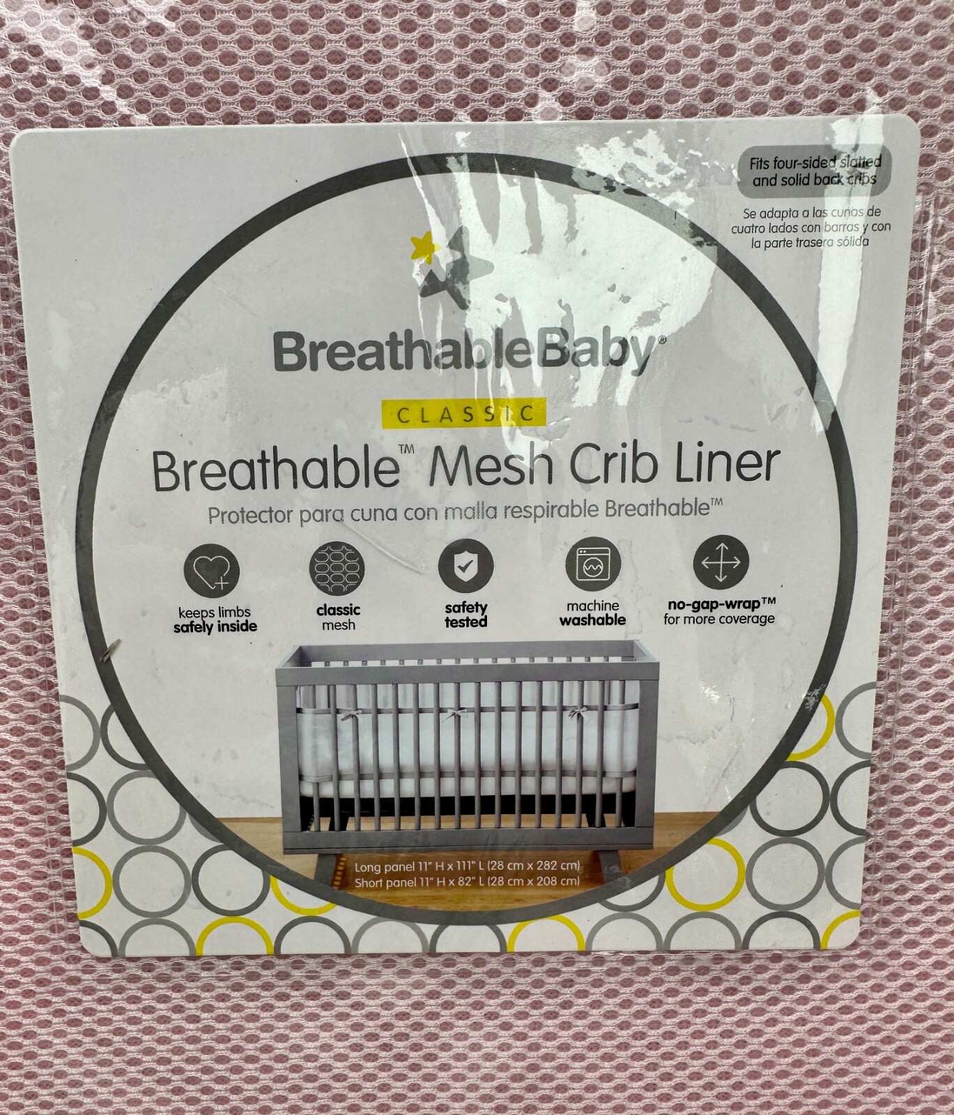 BreathableBaby Breathable Classic Mesh Crib Liner Pink For Baby Cribs