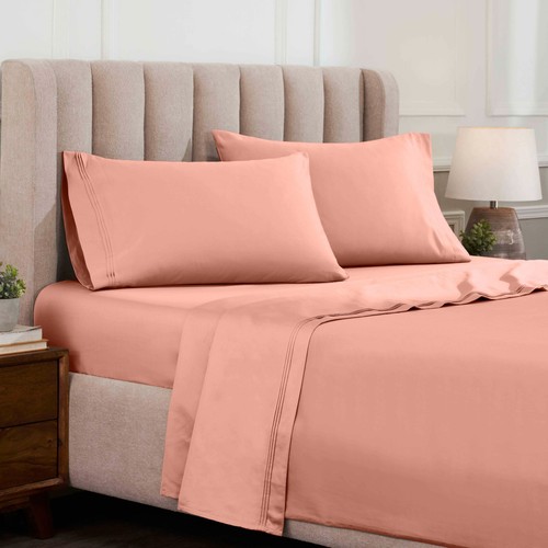 Egyptian Cotton Deep Pocket Solid Luxury 1500 Thread Count 4 Piece Bed Sheet Set - Picture 16 of 113
