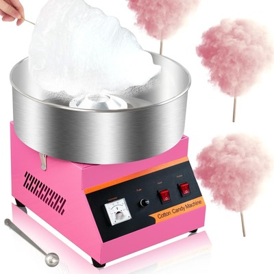 ElectricCommercial Pink Cotton Candy Machine, 15 Inch Stainless Steel Large Bowl