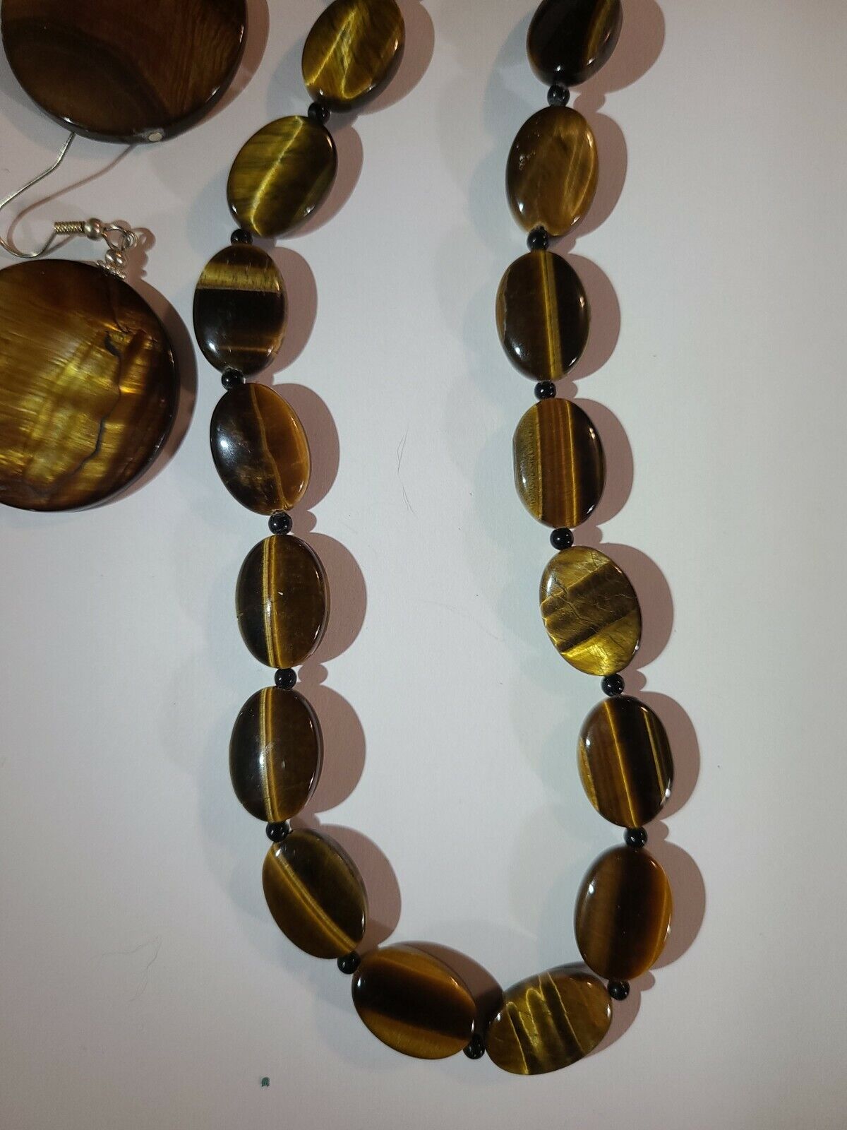 Tigers Eye Set Necklace And Earrings 18 inches - image 2