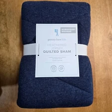 POTTERY BARN KIDS HEATHERED JERSEY QUILTED SHAM EURO ~ NAVY BLUE