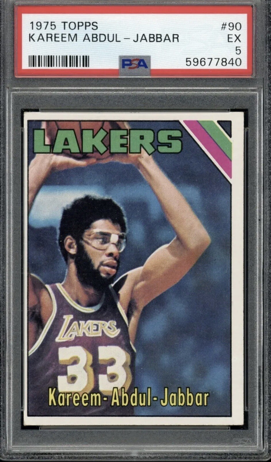 1975 Topps KAREEM Abdul Jabbar #90 PSA 5 Los Angeles Lakers HOF Rare Low Pop!