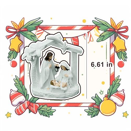 Nativity Set for Christmas Indoor Nativity Scene Decoration, Sculpted White - 第 3/7 張圖片