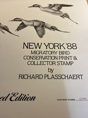 1988. New York,Migratory print, 1546/14,040,Richard Plasschaert, Mint & Signed
