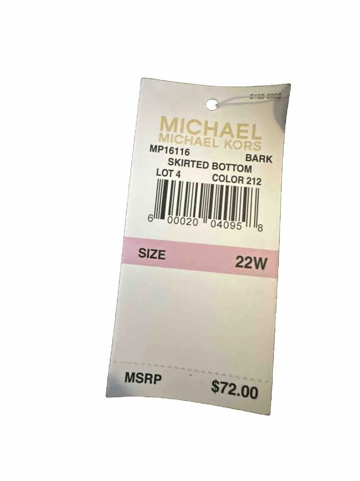 Michael Kors MK Bark/Brown Skirted Swim Bottom Skort - Size 22W NWT - Image 3 of 4