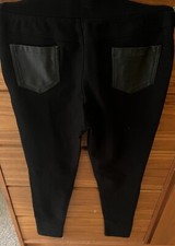 style black leggings With Black Leather Details