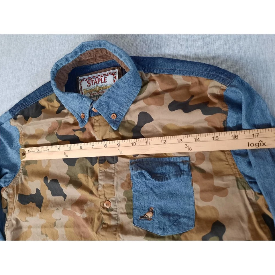 Camisa Staple Para Hombre Mediana Pana Línea Botón Manga Larga Como Militar Marrón Foto 3 de 4